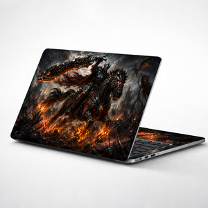 Fantasy Apocalypse Horseman Flaming Sword Laptop Skin - View 1