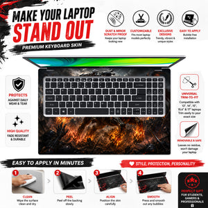 Fantasy Apocalypse Horseman Flaming Sword Laptop Skin - View 5