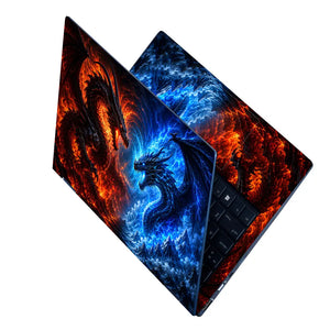 Fantasy Dragon Fire Ice Battle Laptop Skin - View 2