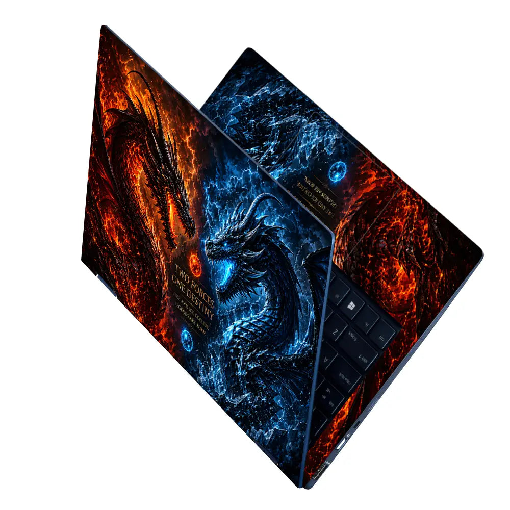 Fantasy Dragon Fire Ice Close Up Laptop Skin - View 2