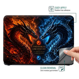 Fantasy Dragon Fire Ice Close Up Laptop Skin - View 4