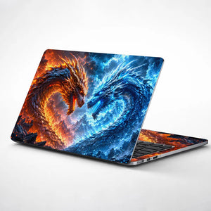 Fantasy Dragons Fire Ice Duel Laptop Skin - View 1