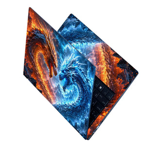 Fantasy Dragons Fire Ice Duel Laptop Skin - View 2