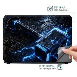 Fantasy Mjolnir Thor Hammer Blue Lightning Laptop Skin - View 4