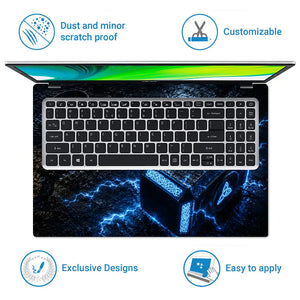 Fantasy Mjolnir Thor Hammer Blue Lightning Laptop Skin - View 5