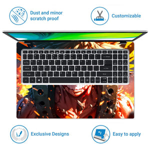 Fiery Anime Hero With Explosive Energy Laptop Skin - View 5