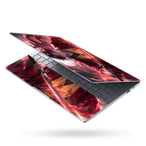 Fiery Samurai In Red And Black Laptop Skin - View 3