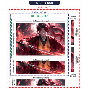 Fiery Samurai In Red And Black Laptop Skin - View 7