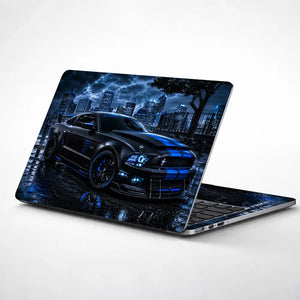 Ford Mustang Black Blue Night City Laptop Skin - View 1