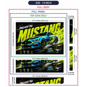 Ford Mustang Blue Yellow Neon Laptop Skin - View 7