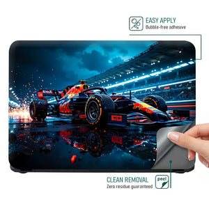 Futuristic Racing Car In Motion Laptop Skin - View 4