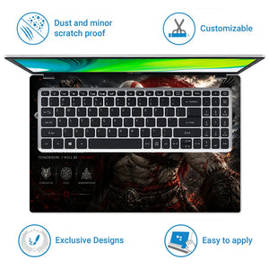 Gaming God Of War Kratos Axe Shoulder Crow Laptop Skin - View 5
