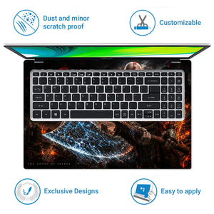 Gaming God Of War Kratos Leviathan Axe Lightning Laptop Skin - View 5