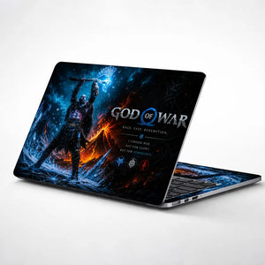 Gaming God Of War Kratos Lifting Axe Ice Laptop Skin - View 1
