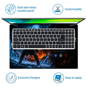 Gaming God Of War Kratos Lifting Axe Ice Laptop Skin - View 5