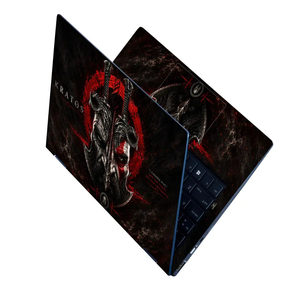 Gaming God Of War Kratos Skull Crossed Swords Laptop Skin - View 2