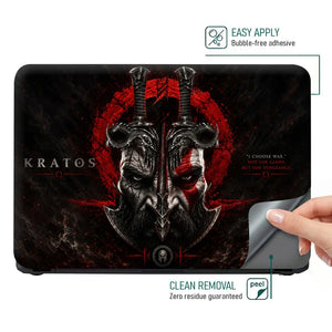 Gaming God Of War Kratos Skull Crossed Swords Laptop Skin - View 4