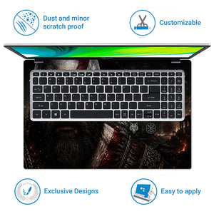 Gaming God Of War Kratos Stoic Quote Face Laptop Skin - View 5