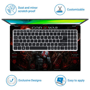 Gaming God Of War Kratos Trinity Past Present Laptop Skin - View 5