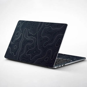 Geometric Black And White Wavy Lines Laptop Skin - View 1