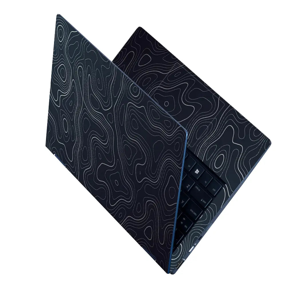 Geometric Black And White Wavy Lines Laptop Skin - View 2