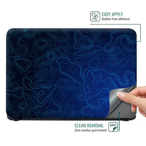 Geometric Blue Contour Lines Abstract Design Laptop Skin - View 4