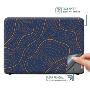 Geometric Lines On Deep Blue Background Laptop Skin - View 4