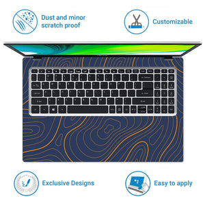 Geometric Lines On Deep Blue Background Laptop Skin - View 5
