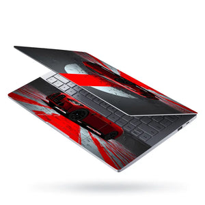 Geometric Red Car In Dramatic Setting Laptop Skin - View 3