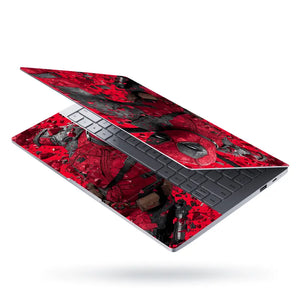 Geometric Red Deadpool Action Scene Laptop Skin - View 3