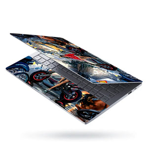 Girl with Motorcycle Sci-Fi Art Laptop Skin - View 3