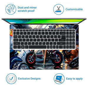 Girl with Motorcycle Sci-Fi Art Laptop Skin - View 5