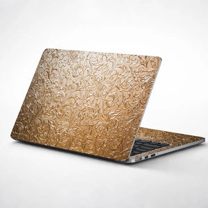 Gold Baroque Floral - Metallic and Textured Finish Laptop Skin - View 1