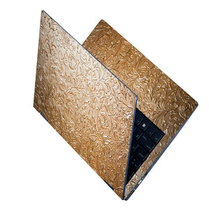 Gold Baroque Floral - Metallic and Textured Finish Laptop Skin - View 2