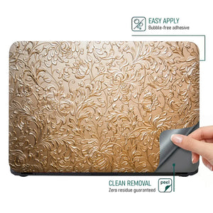 Gold Baroque Floral - Metallic and Textured Finish Laptop Skin - View 4