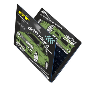 GT Drift Night Green Sports Car Laptop Skin - View 2