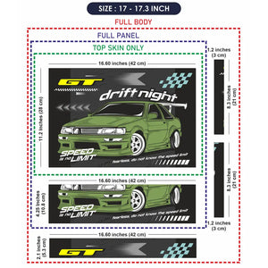 GT Drift Night Green Sports Car Laptop Skin - View 9