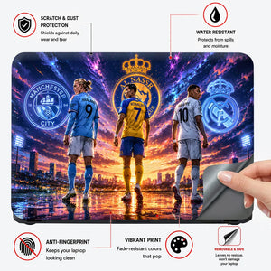 Haaland Ronaldo Mbappe Cosmic Laptop Skin - View 4