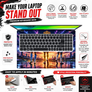 Haaland Ronaldo Mbappe Cosmic Laptop Skin - View 5
