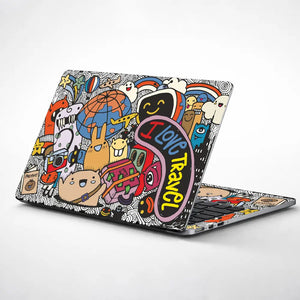 Hand Drawn Set of Travel Laptop Skin - View 1