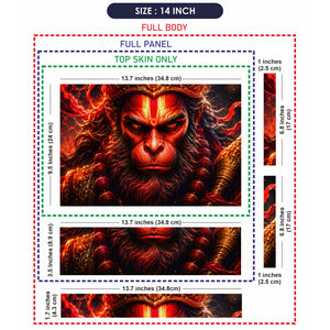 Hanuman Angry Crown Gold Red Laptop Skin - View 7