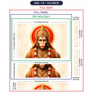 Hanuman Crowned Portrait Red Halo Cream Laptop Skin - View 6