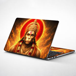 Hanuman Crowned Portrait Red Halo Fire Laptop Skin - View 1