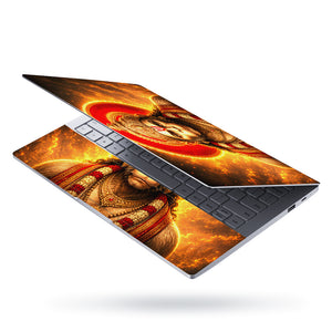 Hanuman Crowned Portrait Red Halo Fire Laptop Skin - View 3