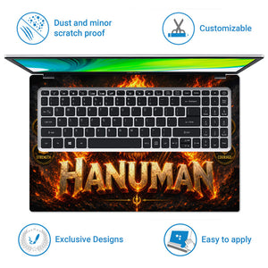 Hanuman Fiery Crowned Face with Gada Laptop Skin - View 5