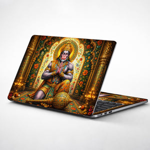 Hanuman Folded Hands Praying in Floral Arch Laptop Skin - View 1