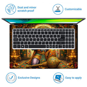 Hanuman Folded Hands Praying in Floral Arch Laptop Skin - View 5