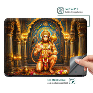 Hanuman Kneeling with Gada in Blue Arch Laptop Skin - View 4