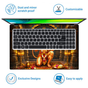 Hanuman Kneeling with Gada in Blue Arch Laptop Skin - View 5