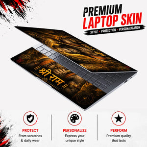 Hanuman Mace Shri Ram Gold Laptop Skin - View 3